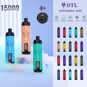 Dispositivo de vape desechable Pod DL/DTL 15000 Puffs E-Shisha/Hookah caladas con sonido de agua, pantalla, control de flujo de aire y recargable AL FAKHAR Crown Bar